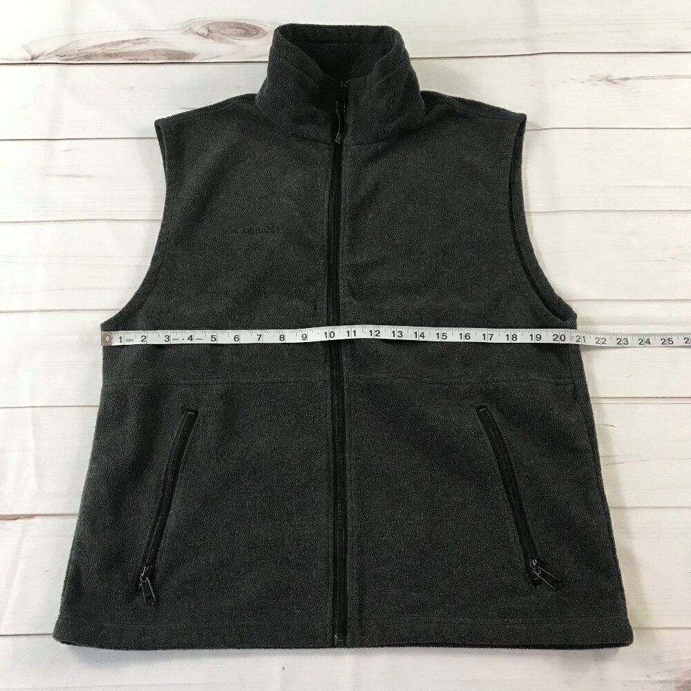 Columbia Men Medium Gray Fleece Full Zip Vest - Picture 4 of 8